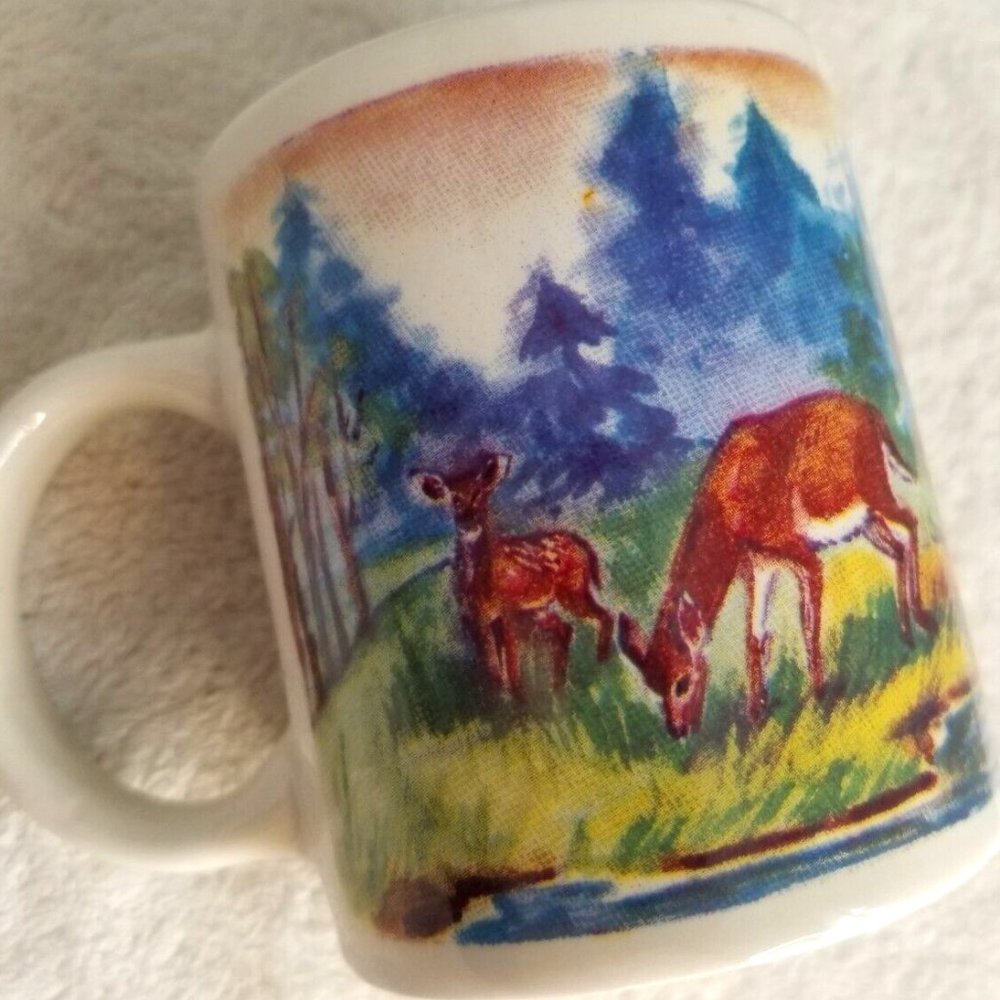 Gibson Housewares Art Big Buck Deer Family Coffee Mug Collectible Cup